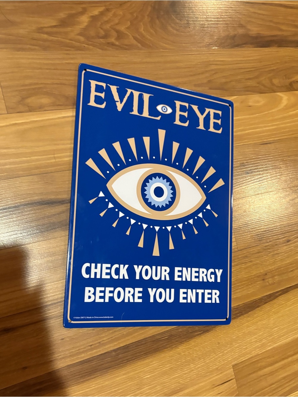 Kaplan Blue and Cream Evil Eye Wall Plaque